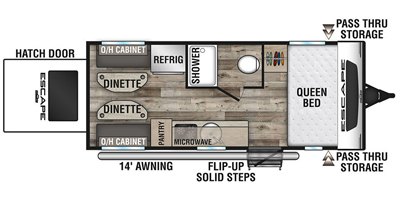 2021 KZ Escape E17 Hatch floorplan