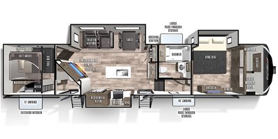 2021 Forest River Cardinal Limited 352BHLE floorplan