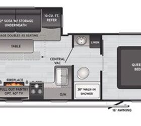 2021 Keystone Hideout (Travel Trailer - West) 25RLWE floorplan