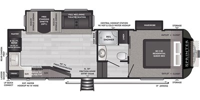 2021 Keystone Sprinter Campfire 25ML floorplan