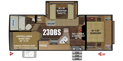 2021 Outdoors RV Mountain Series (Timber Ridge Class) 23DBS floorplan