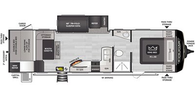 2021 Keystone Cougar Half-Ton (East) 30BHS floorplan