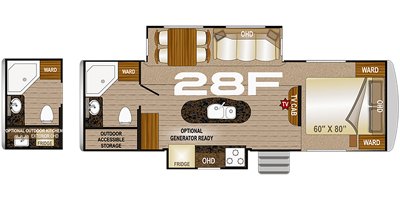 2022 Northwood Arctic Fox North Fork 28F floorplan