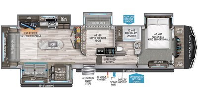 2022 Grand Design Reflection (Fifth Wheel) 367BHS floorplan