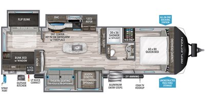 2022 Grand Design Reflection (Travel Trailer) 312BHTS floorplan