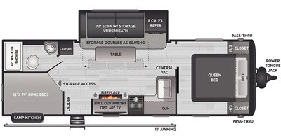2022 Keystone Hideout (Travel Trailer - West) 25DBWE floorplan