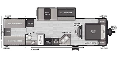 2022 Keystone Hideout (Travel Trailer - East/All) 290QB floorplan