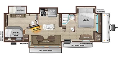 2022 Highland Ridge Silverstar 338BHS floorplan