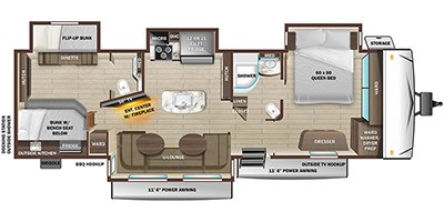 2022 Highland Ridge Silverstar 338BHS floorplan