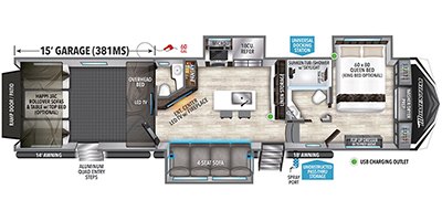 2022 Grand Design Momentum M-Class 381MS floorplan