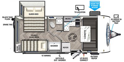 2022 Forest River Salem FSX 176QBHK floorplan