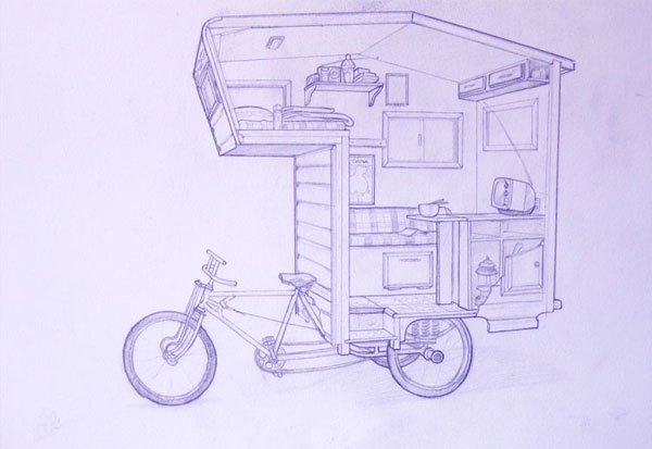 rv art camper kart and camper bike